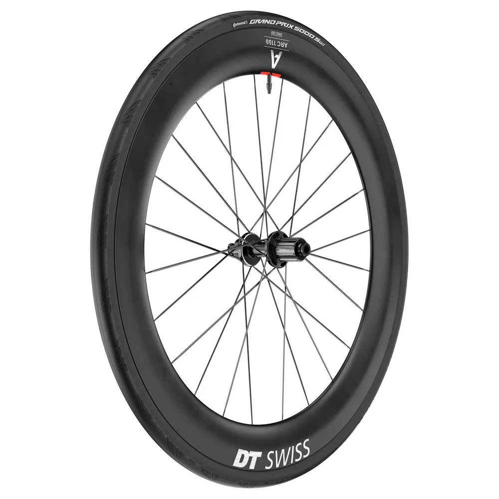 DT Swiss Arc 1100 Dicut 65 Cl Disc Tubeless + Continental Gp5000 Str 30-622 Landeveissykkelens Bakhjul, Black, 12 x 142mm, Shimano/Sram HG DT Swiss Arc 1100 Dicut 65 Cl Disc Tubeless + Continental Gp5000 Str 30-622 Landeveissykkelens Bakhjul, Black, 12 x 142mm, Shimano/Sram HG