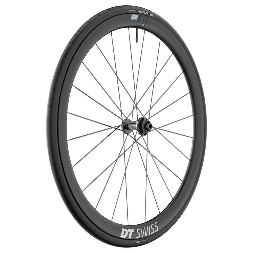 DT Swiss Arc 1400 Dicut 38 Disc Cl Tubeless + Continental Aero 111 700 X 26 Forhjul For Landeveissykkel, Black, 12 x 100mm DT Swiss Arc 1400 Dicut 38 Disc Cl Tubeless + Continental Aero 111 700 X 26 Forhjul For Landeveissykkel, Black, 12 x 100mm