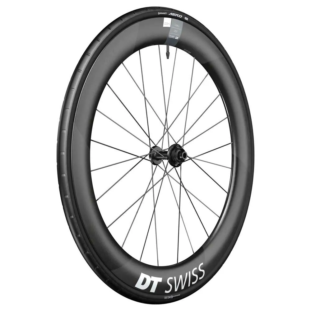 DT Swiss Arc 1400 Dicut 62 Disc Cl Tubeless + Continental Aero 111 700 X 26 Forhjul For Landeveissykkel, Black, 12 x 100mm
