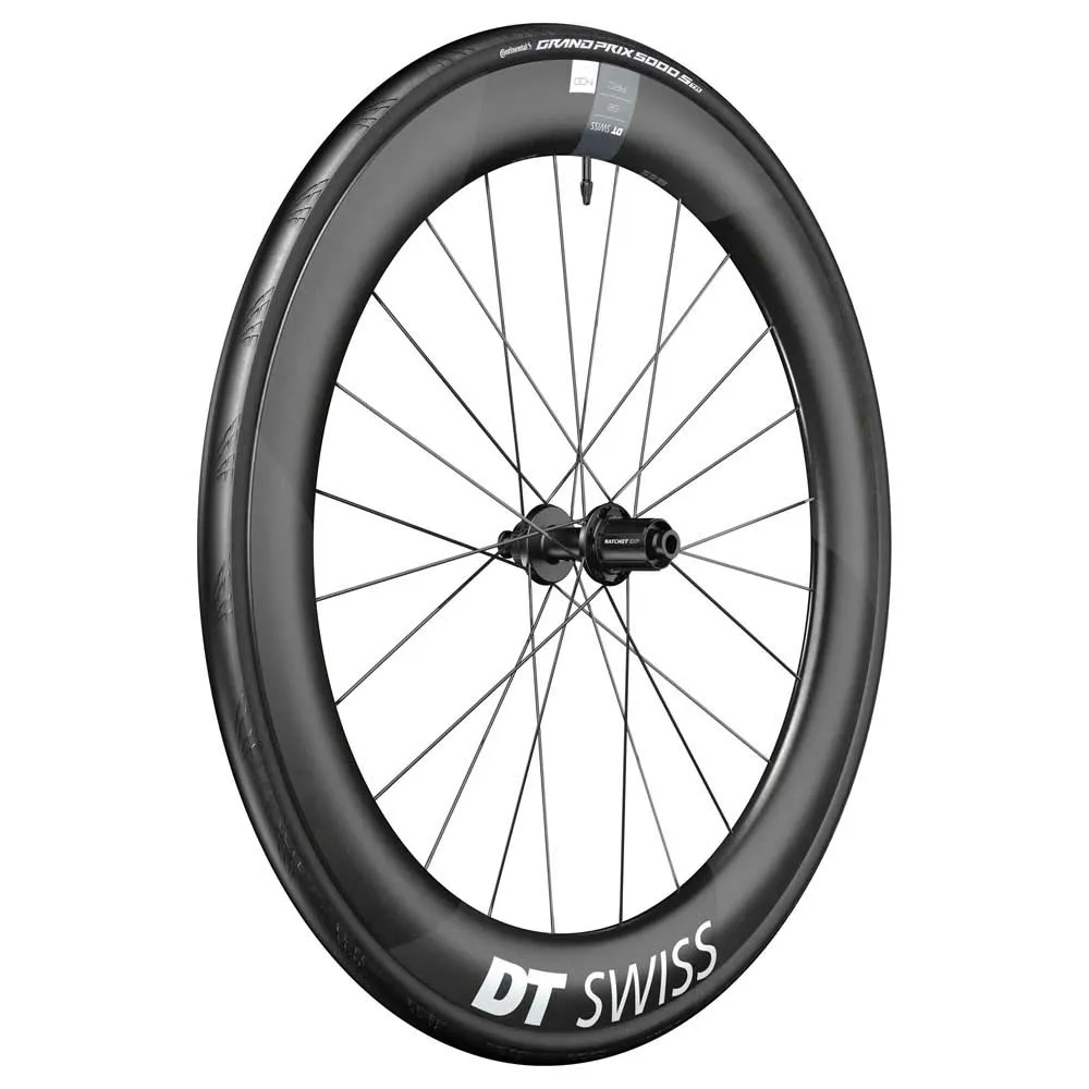 DT Swiss Arc 1400 Dicut 62 Disc Cl Tubeless + Continental Gp5000 Str 700 X 28 Landeveissykkelens Bakhjul, Black, 12 x 142mm, Shimano/Sram HG