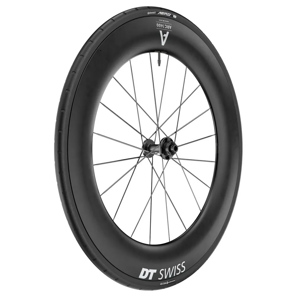 DT Swiss Arc 1400 Dicut 85 Cl Disc Tubeless + Continental Aero 111 26-622 Forhjul For Landeveissykkel, Black, 12 x 100mm DT Swiss Arc 1400 Dicut 85 Cl Disc Tubeless + Continental Aero 111 26-622 Forhjul For Landeveissykkel, Black, 12 x 100mm
