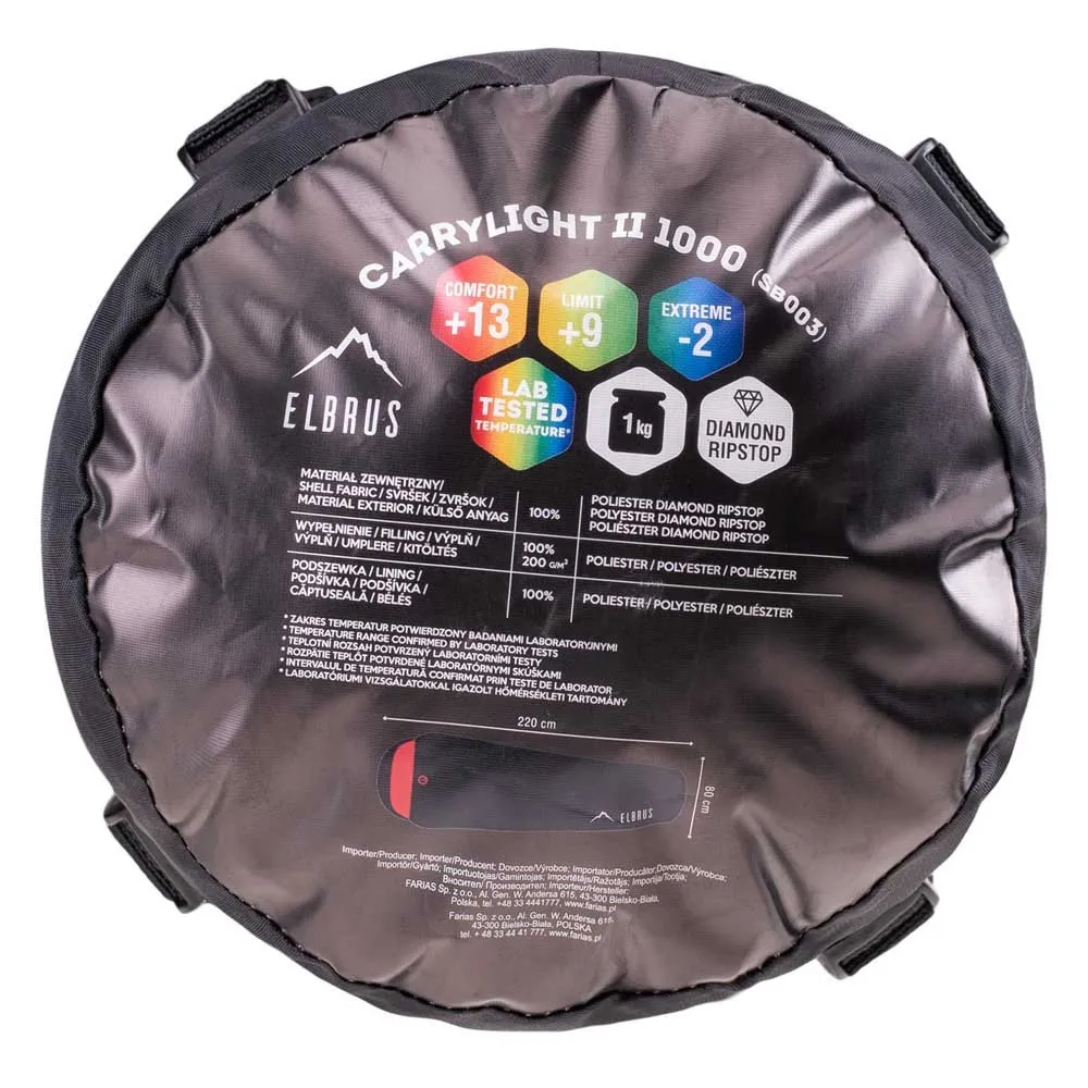 Elbrus Carrylight Ii 1000 Sovepose, Black / flame scarlet, Right Zipper Elbrus Carrylight Ii 1000 Sovepose, Black / flame scarlet, Right Zipper