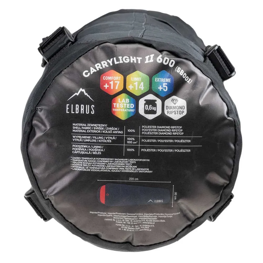 Elbrus Carrylight Ii 600 Sovepose, Asphalt / flame scarlet, Right Zipper Elbrus Carrylight Ii 600 Sovepose, Asphalt / flame scarlet, Right Zipper