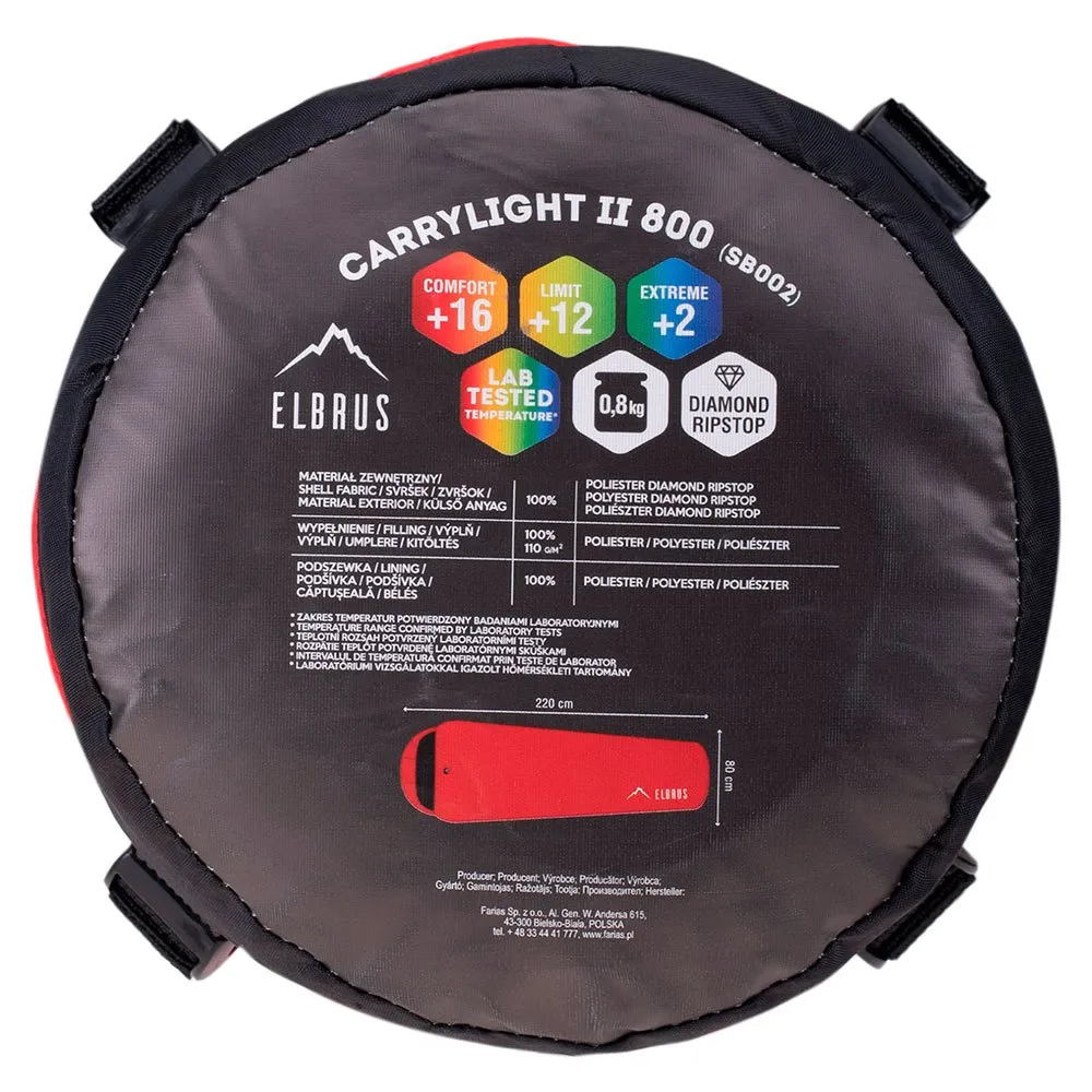 Elbrus Carrylight Ii 800 Sovepose, Flame scarlet / black, Right Zipper