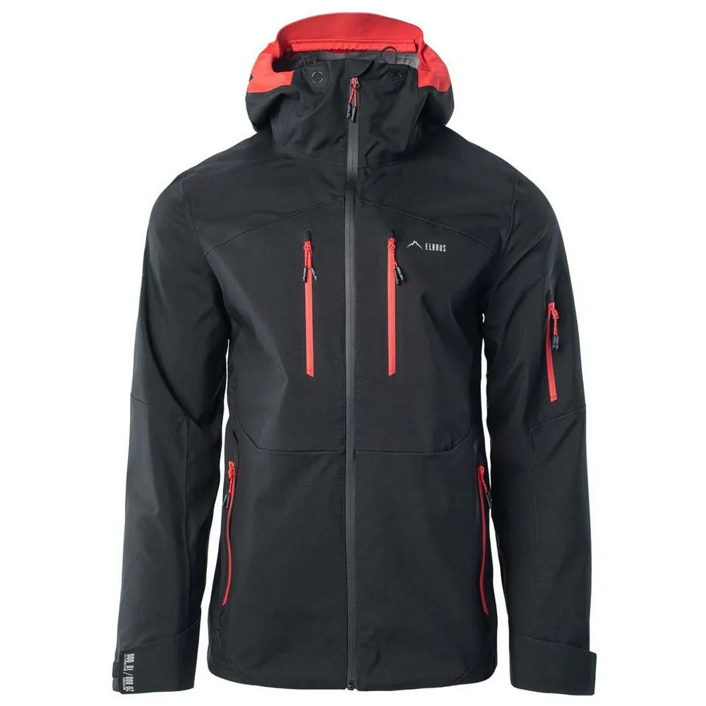 Elbrus Montoni Softshelljakke, Black / flame scarlet