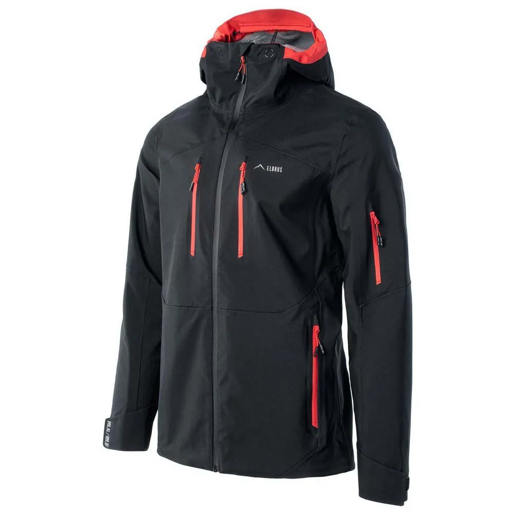 Elbrus Montoni Softshelljakke, Black / flame scarlet