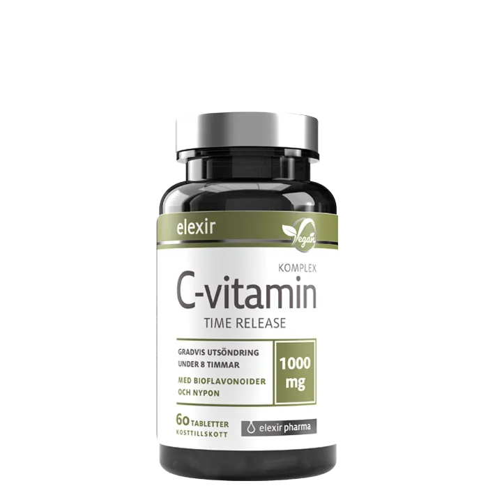 Elexir Pharma C-vitamin 1000 mg Time release 60 tabletter, 1000mg