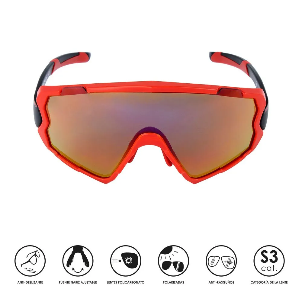 Eltin Full Oversize Solbriller, Black / red, Smoke/CAT3
