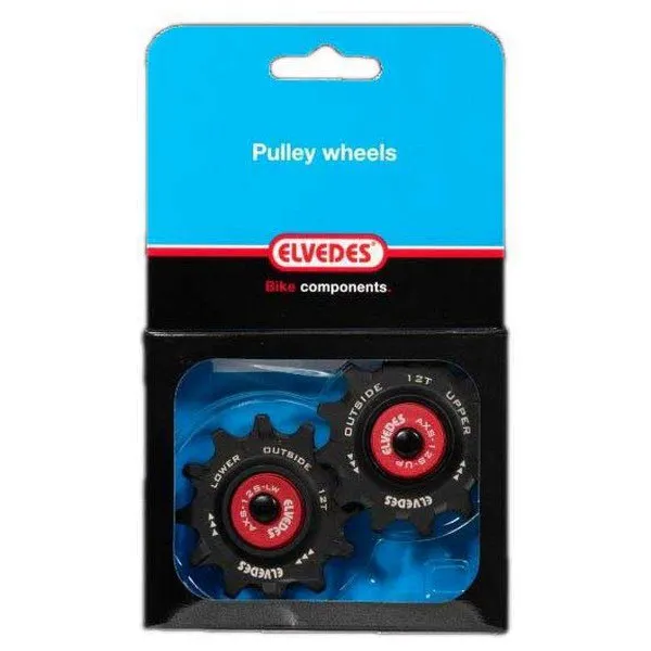 ELVEDES Ceramic 12s Trinsehjulsett For Sykkel, Black / red, One Size