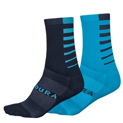 Endura Coolmax Stribet Sykkelstrømper 2 stk. Sort Endura Coolmax Stribet Sykkelstrømper 2 stk. Sort