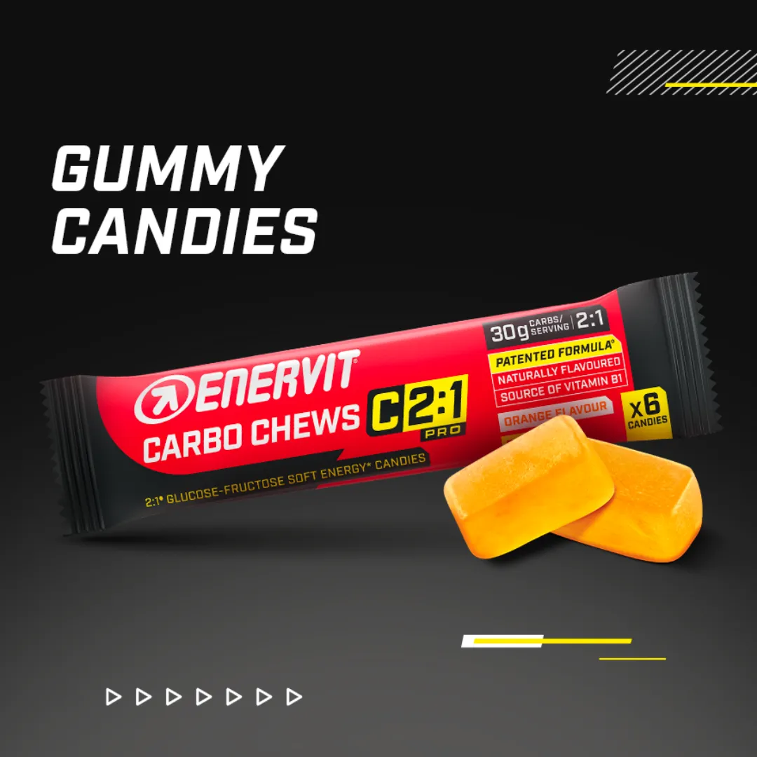 Enervit C2:1 Carbo Chews 3x34g Energibiter, Red / black, One Size