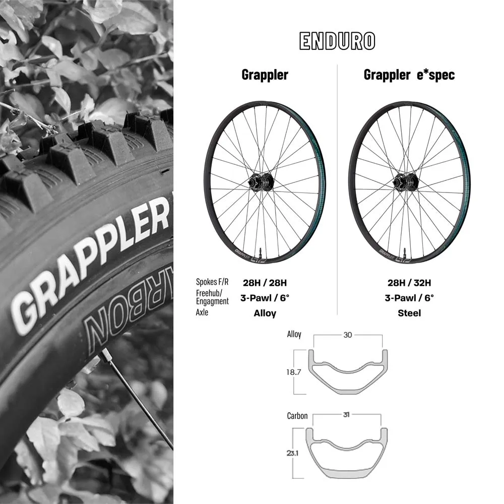 e*thirteen Grappler Race Carbon E-spec 29´´ Forhjul, Black, 15 x 110mm