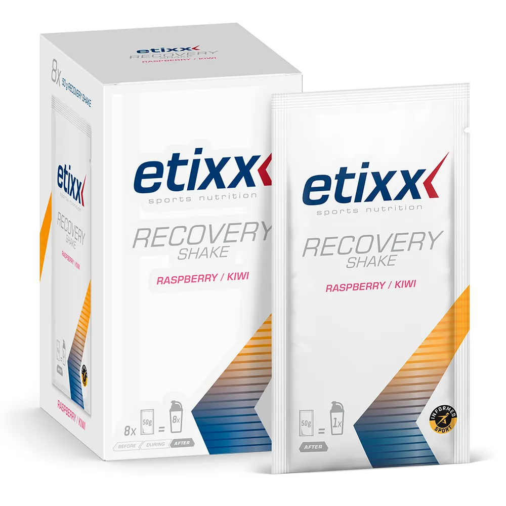 Etixx Recovery Shake 8x50g Gjenopprettingsboks Med Enkeltdoser Bringebær Og Kiwi, White, One Size