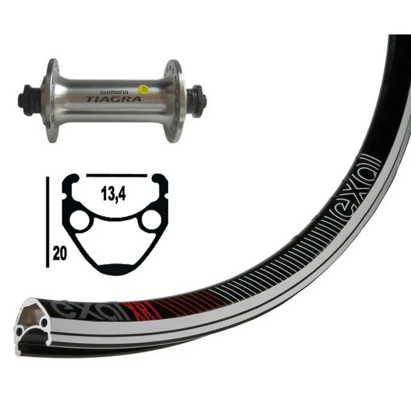 Exal Xr-1 Tiagra V-brake Qr Forhjul For Landeveissykkel, Black / grey, 9 x 100mm Exal Xr-1 Tiagra V-brake Qr Forhjul For Landeveissykkel, Black / grey, 9 x 100mm