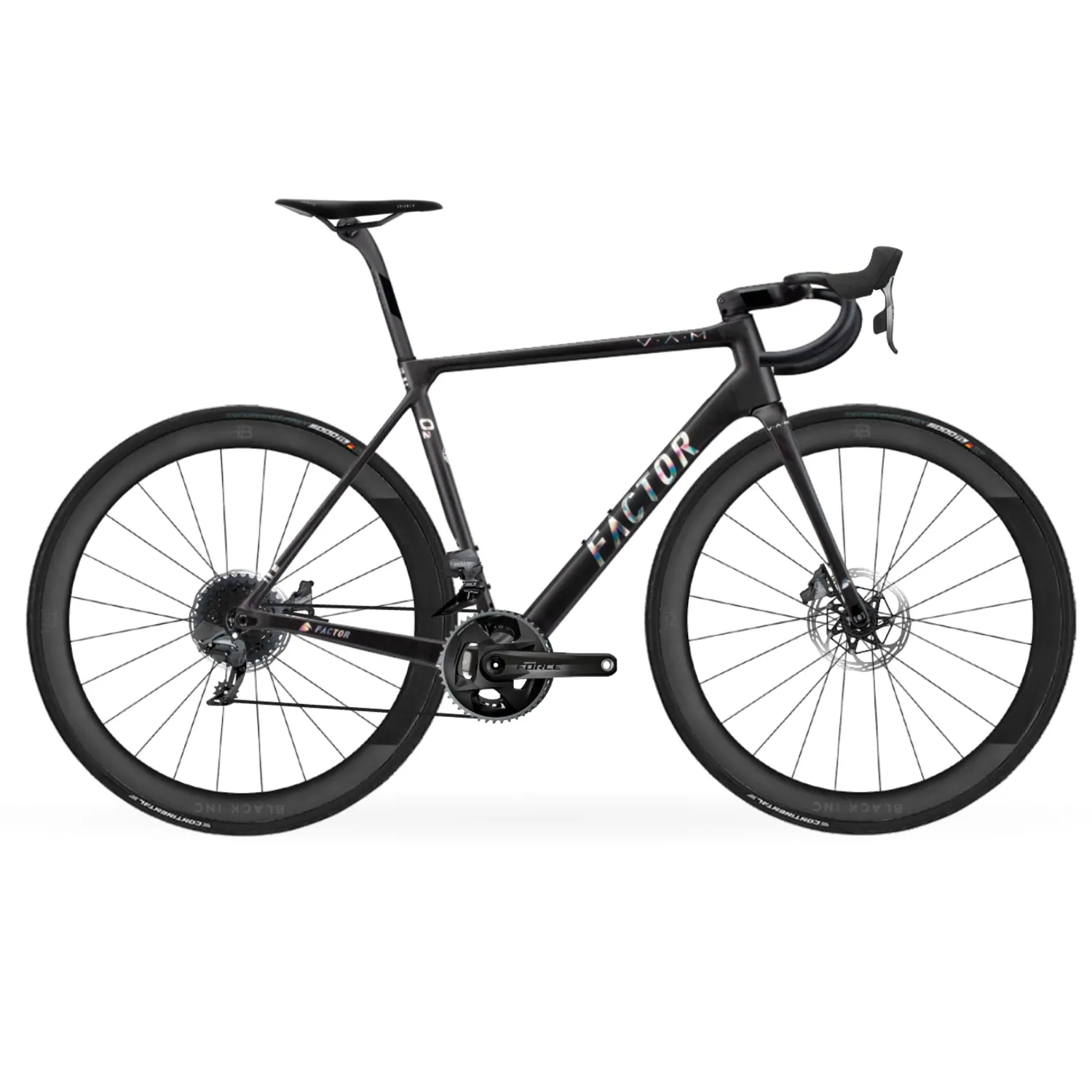 Factor O2 VAM Complete Road Bike Sram Force D1 BlackInc Wheels Carbon Chrome, Last unit, Landeveissykkel