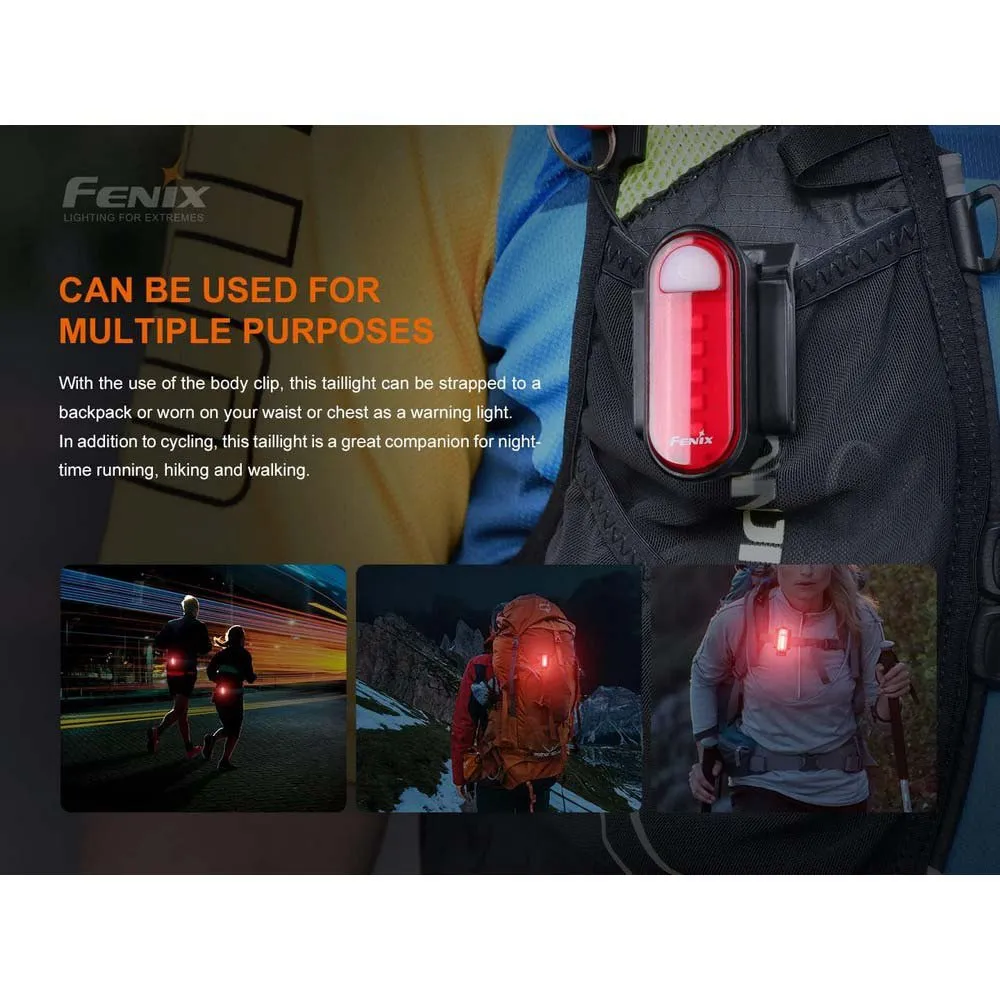 Fenix Bc05r V2.0 Baklys, Red / black, 15 Lysstyrker