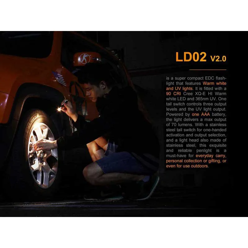 Fenix Ld02 V2.0 Lommelykt, Black, 70 Lysstyrker Fenix Ld02 V2.0 Lommelykt, Black, 70 Lysstyrker