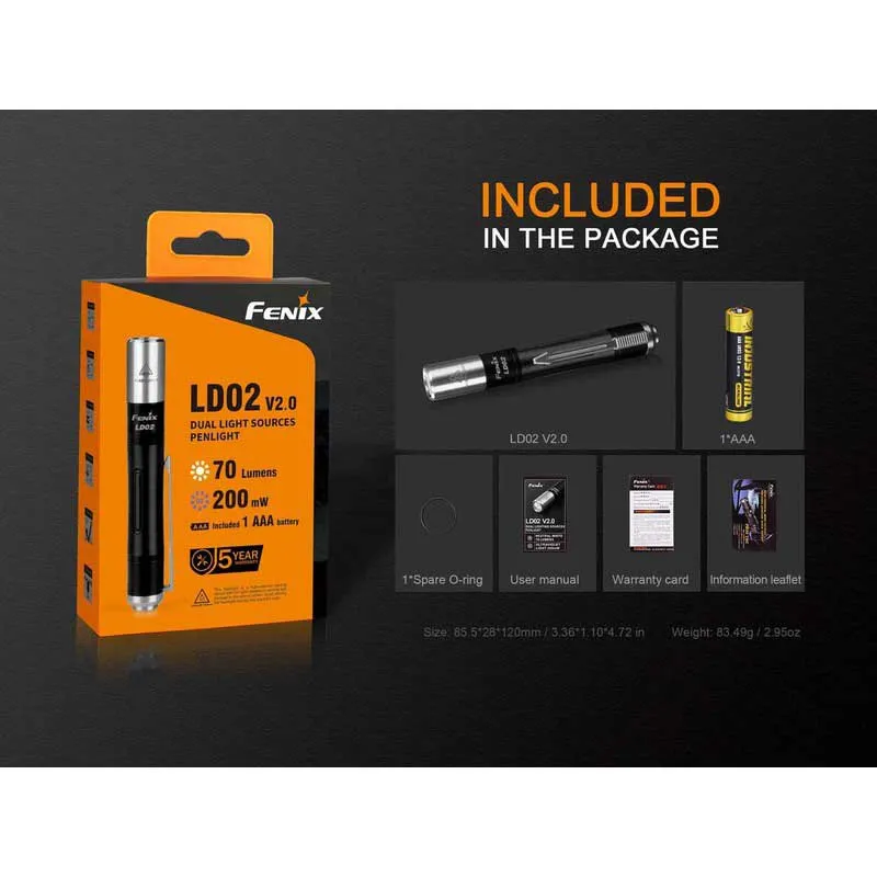 Fenix Ld02 V2.0 Lommelykt, Black, 70 Lysstyrker Fenix Ld02 V2.0 Lommelykt, Black, 70 Lysstyrker
