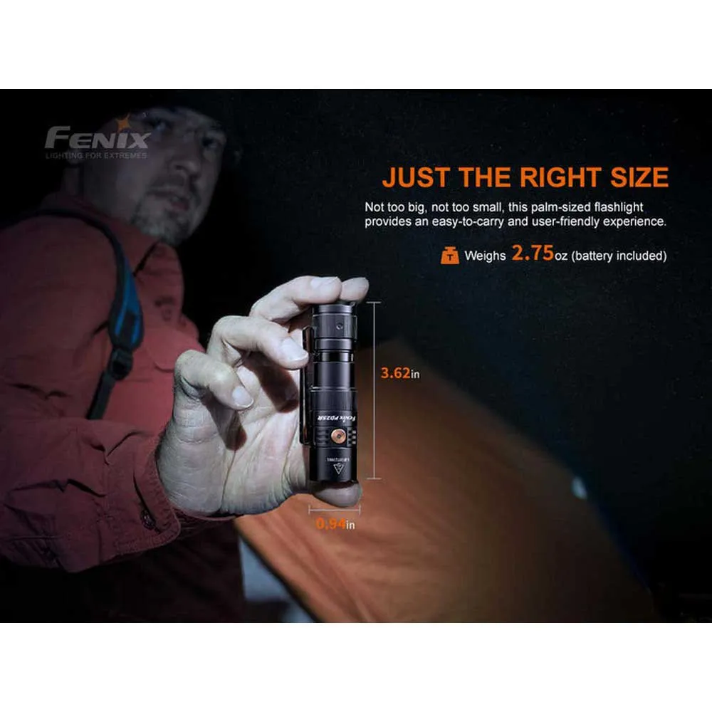 Fenix Pd25r Lommelykt, Black, 800 Lysstyrker Fenix Pd25r Lommelykt, Black, 800 Lysstyrker