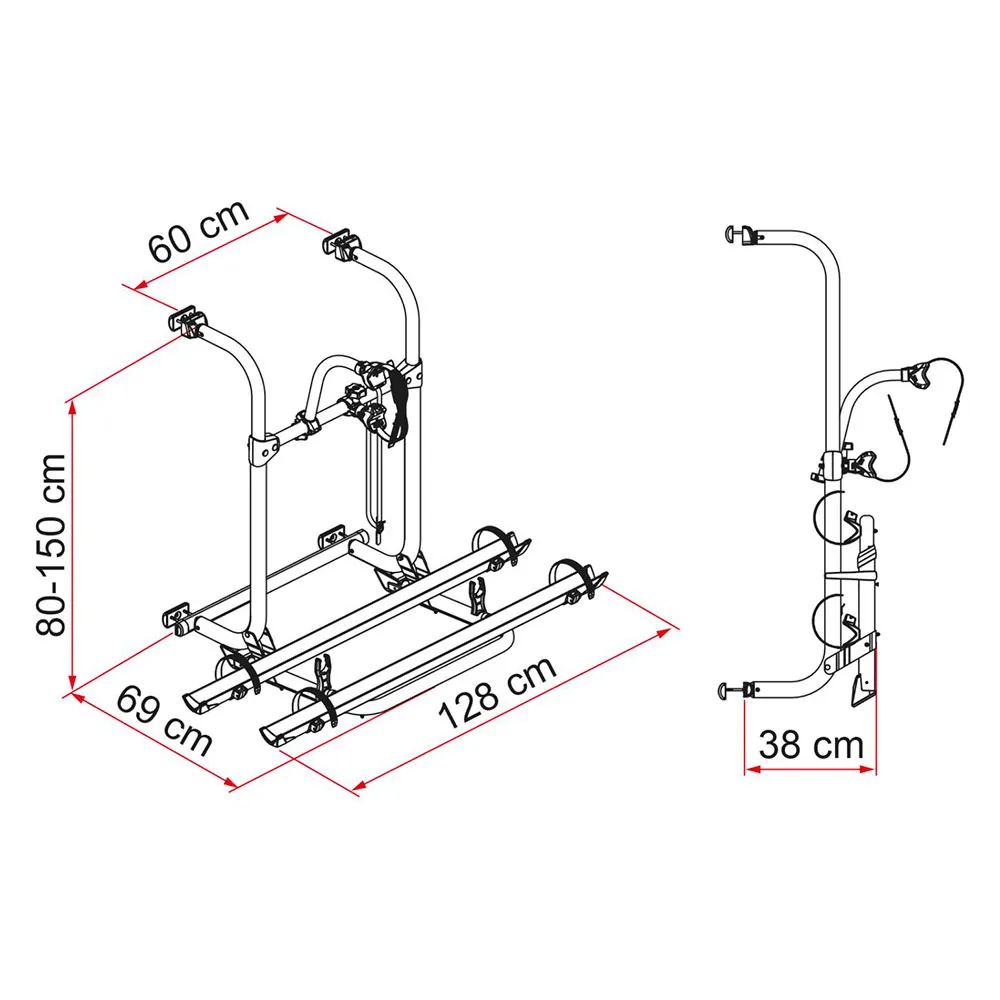 Fiamma Pro Sykkelstativ For 2 Sykler, Silver / black, 4 Sykkels