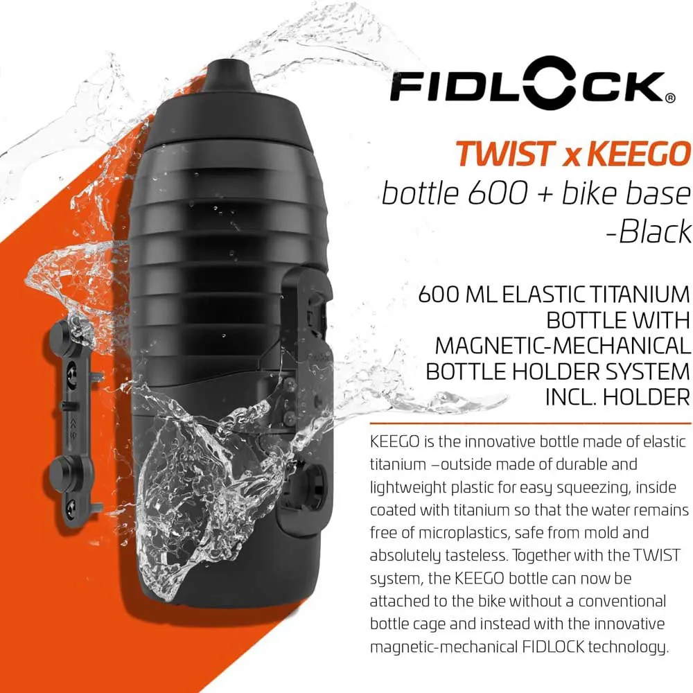 Fidlock Twist X Keego 600ml With Bike Base Vannflaske, Black, One Size Fidlock Twist X Keego 600ml With Bike Base Vannflaske, Black, One Size