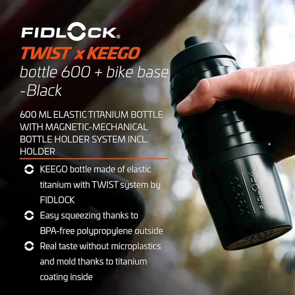 Fidlock Twist X Keego 600ml With Bike Base Vannflaske, Black, One Size Fidlock Twist X Keego 600ml With Bike Base Vannflaske, Black, One Size