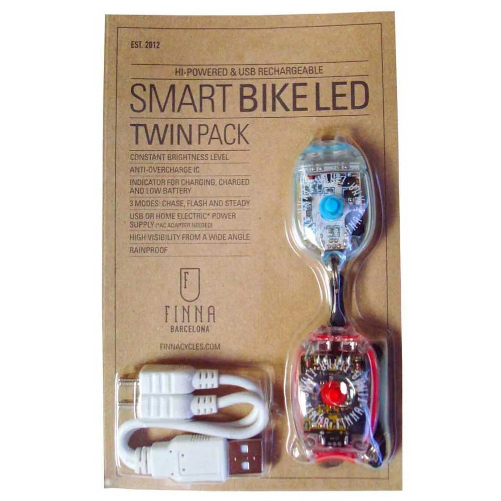 Finna Smart Led Sykkellyktesett, White / red, One Size