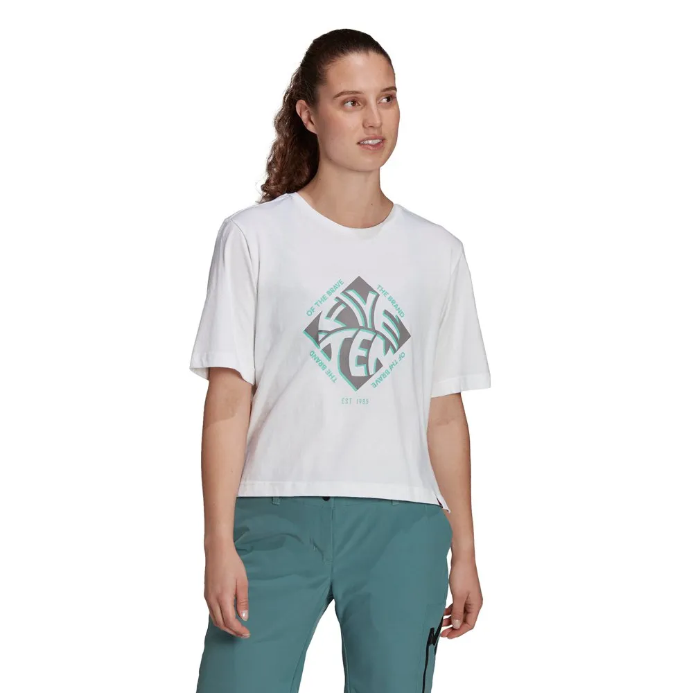 Five Ten Cropped Graphic Kortarmet T-skjorte, White, M Five Ten Cropped Graphic Kortarmet T-skjorte, White, M