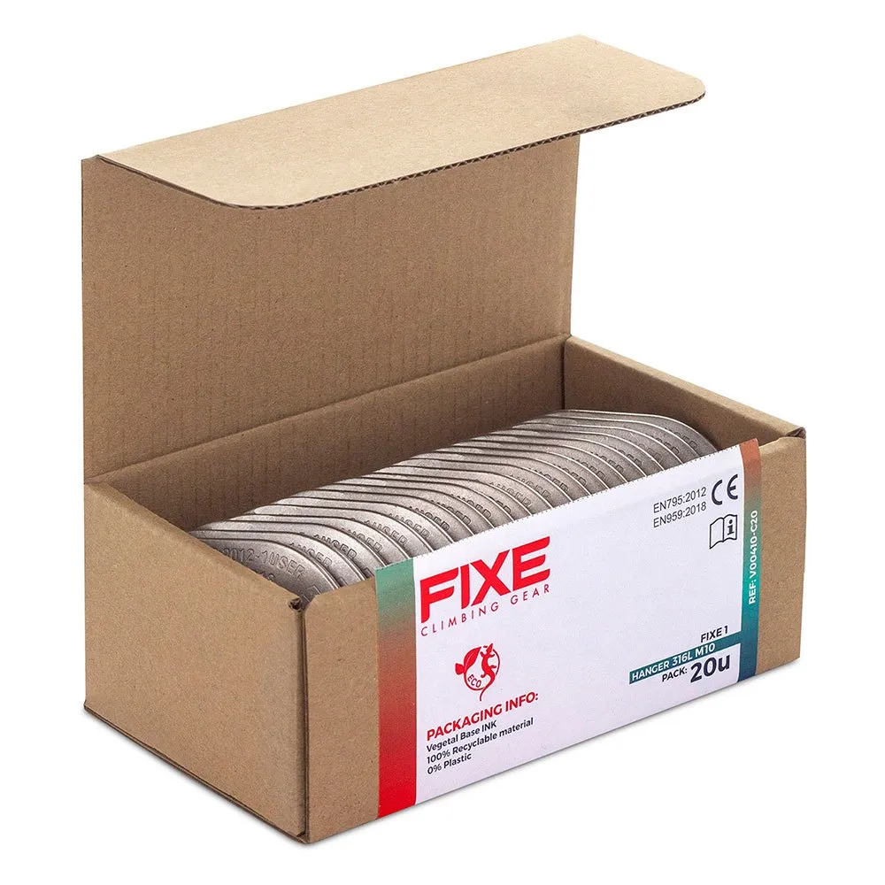 Fixe Climbing Gear 1 M10 Pack 316l Bolt Hanger 20 Enheter, Silver, One Size
