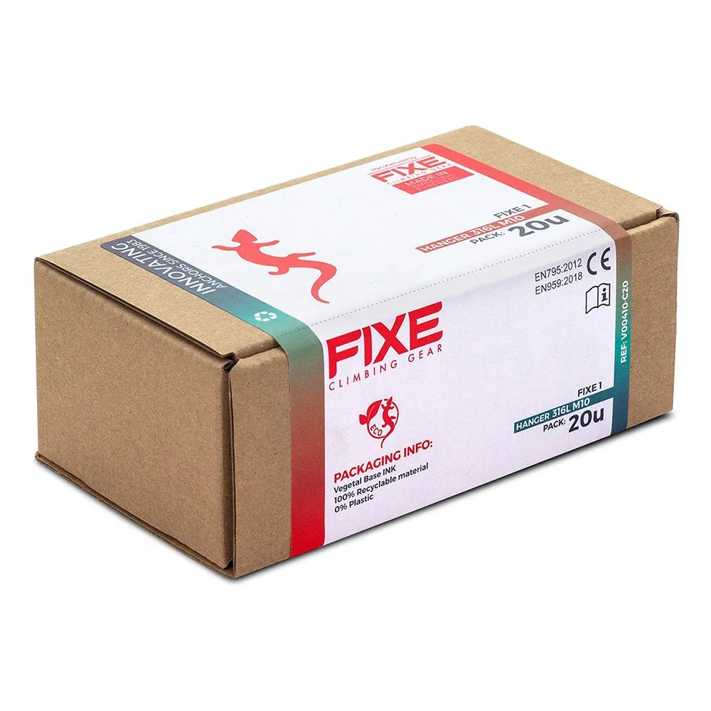 Fixe Climbing Gear 1 M10 Pack 316l Bolt Hanger 20 Enheter, Silver, One Size