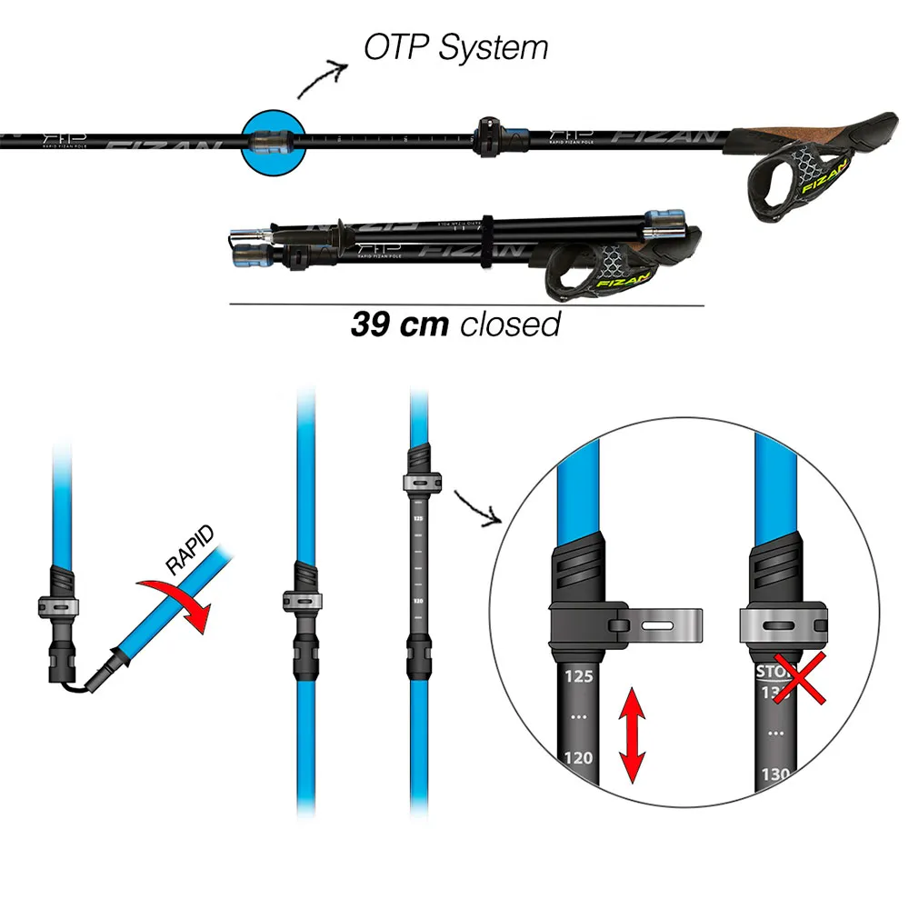Fizan Rfp Trail Spaserstokker, Black, 110-135cm Fizan Rfp Trail Spaserstokker, Black, 110-135cm