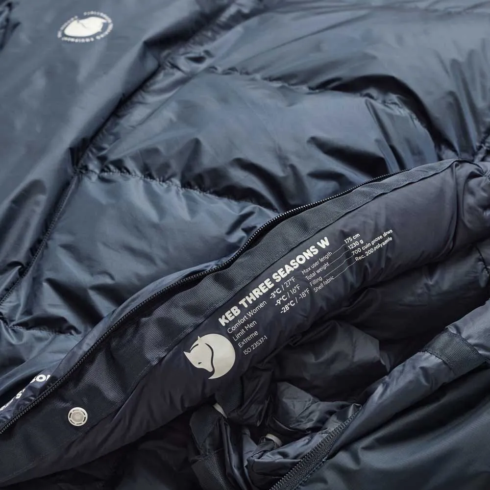Fjällräven Keb Three Seasons Sovepose For Kvinner, Navy, Left Zipper Fjällräven Keb Three Seasons Sovepose For Kvinner, Navy, Left Zipper