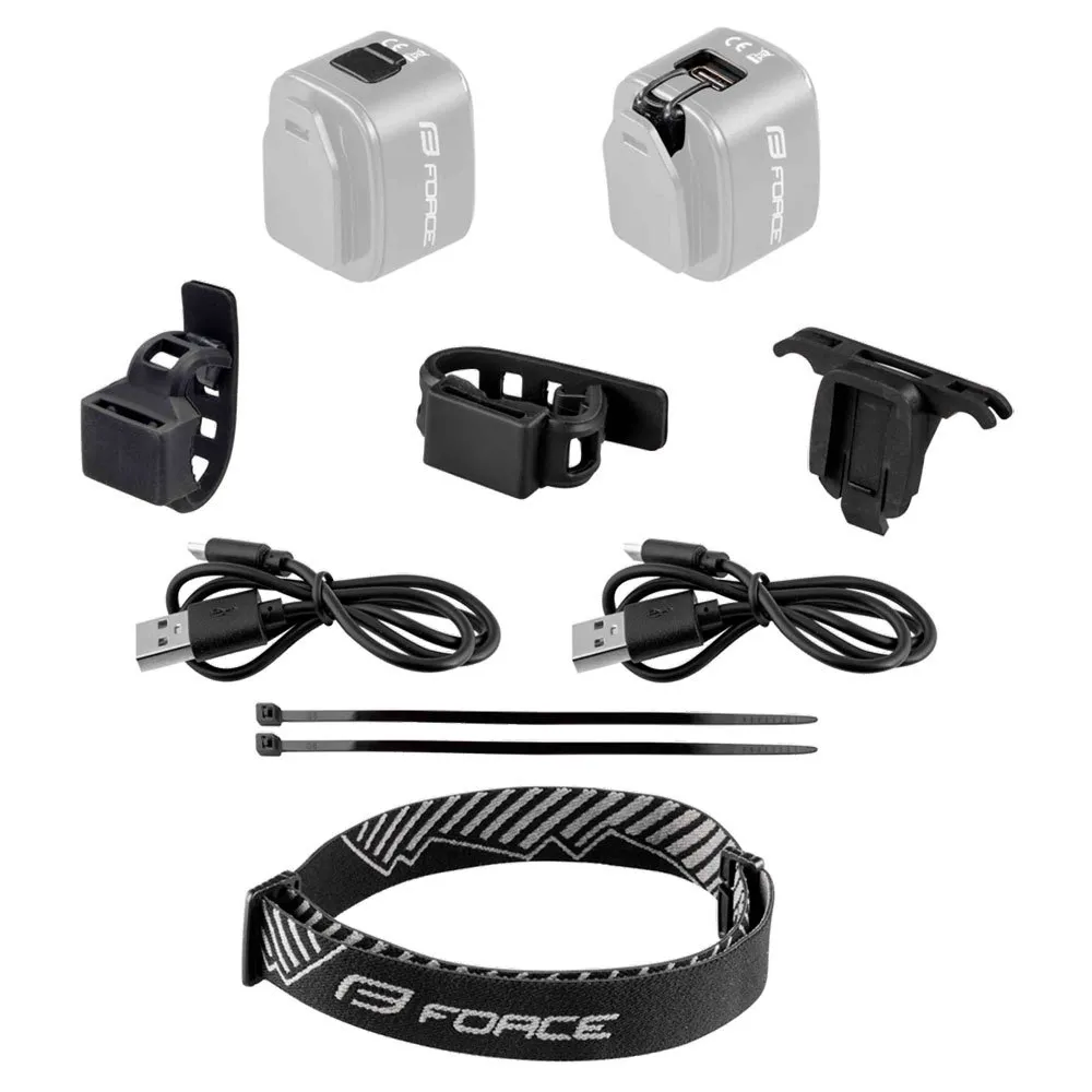 Force Flea Usb Sykkellyktesett, Black, 200 / 70 Lysstyrker Force Flea Usb Sykkellyktesett, Black, 200 / 70 Lysstyrker
