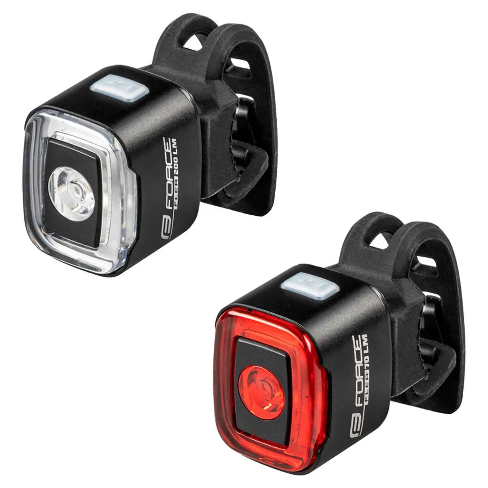 Force Flea Usb Sykkellyktesett, Black, 200 / 70 Lysstyrker Force Flea Usb Sykkellyktesett, Black, 200 / 70 Lysstyrker