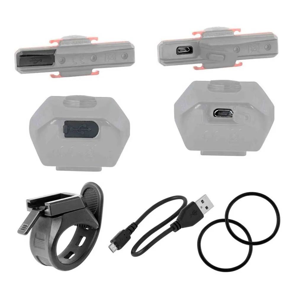 Force Glare Usb Sykkellyktesett, Black / red, 400/160 Lysstyrker Force Glare Usb Sykkellyktesett, Black / red, 400/160 Lysstyrker
