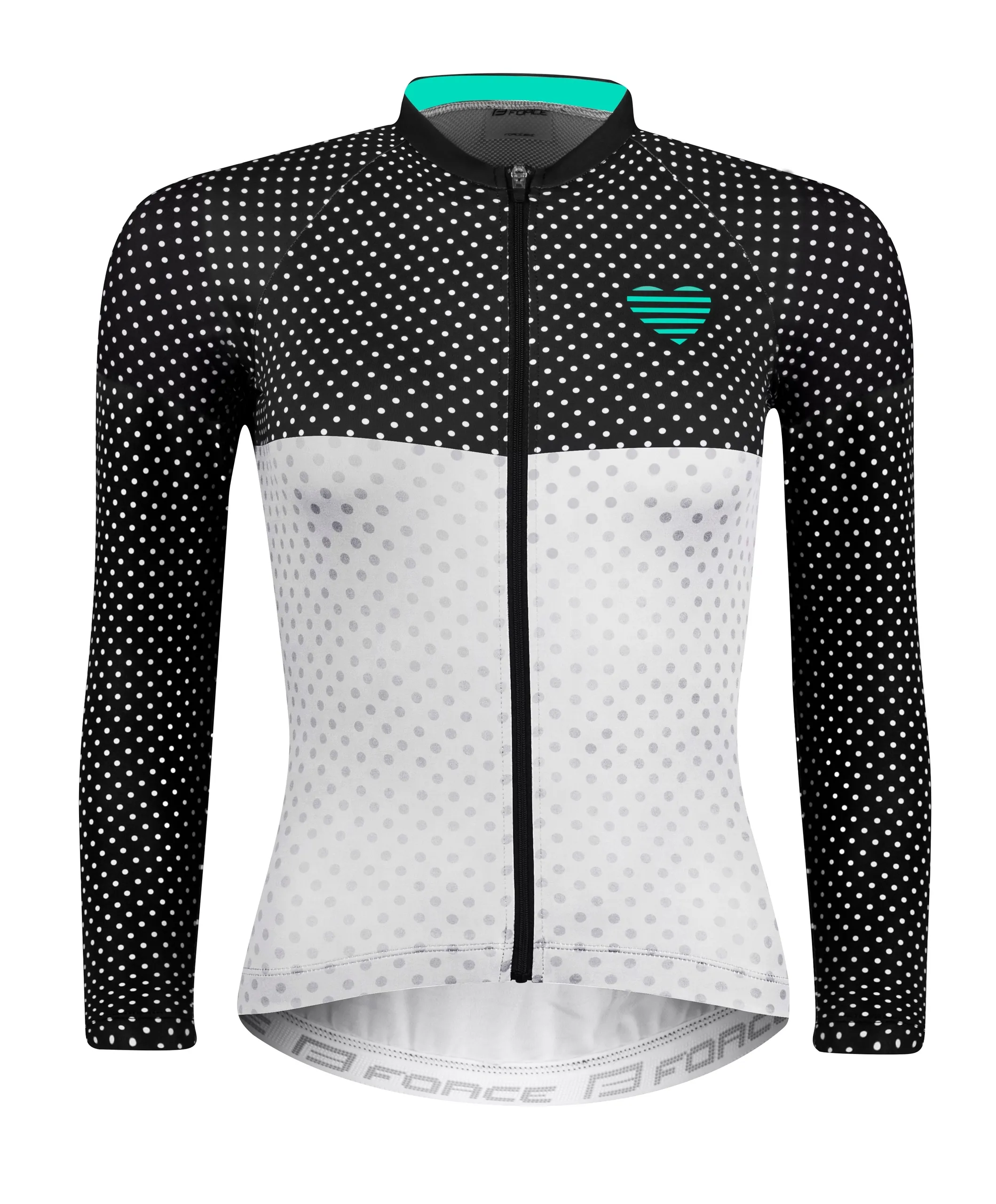 Force Points Langermet Jersey Dame Sort, Hvit/svart/turkis, XS