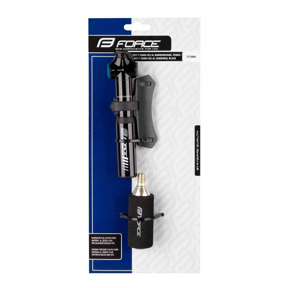Force T-comb Co2 Presta Mini Pumpe, Black, One Size
