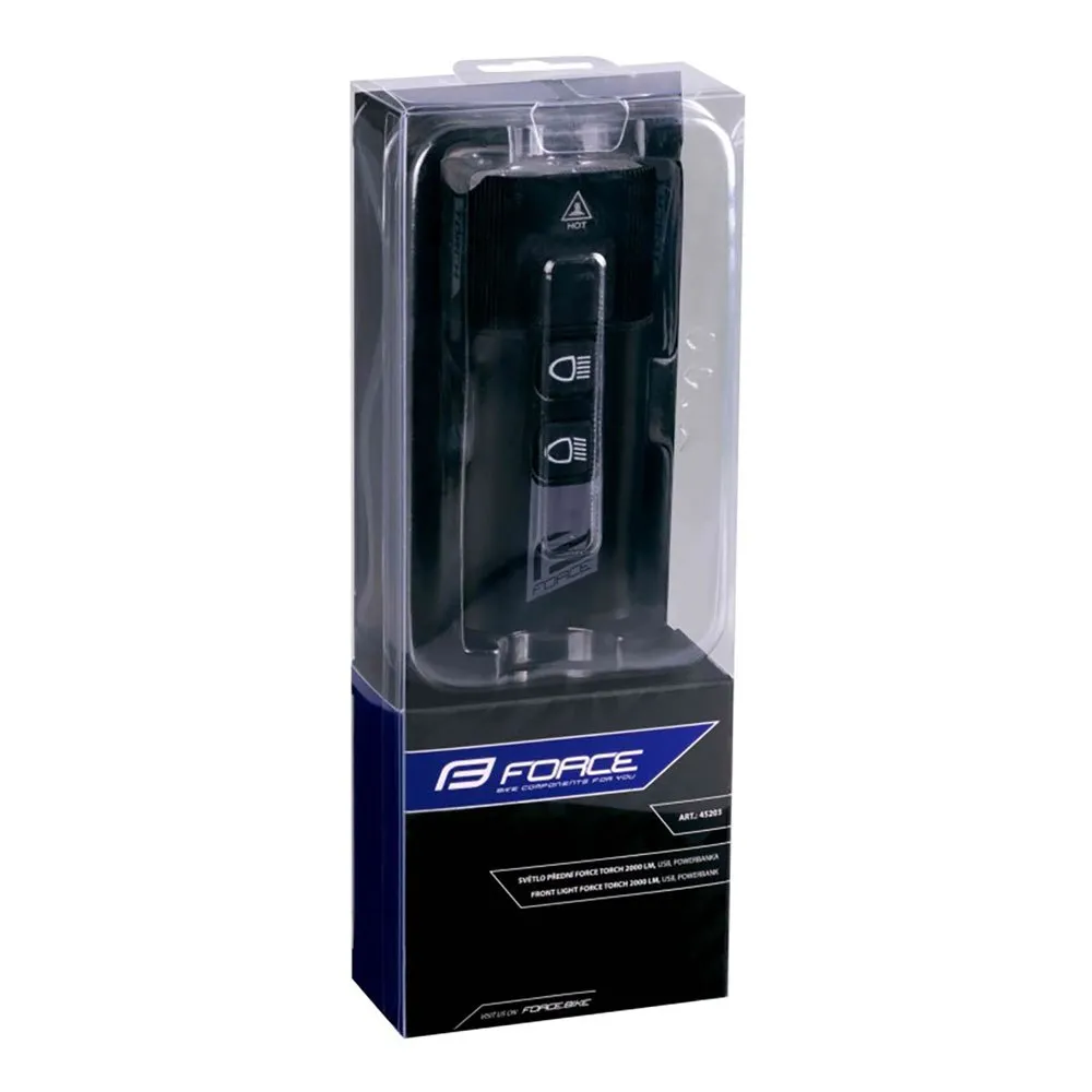Force Torch Usb Frontlys, Black, 2000 Lysstyrker Force Torch Usb Frontlys, Black, 2000 Lysstyrker