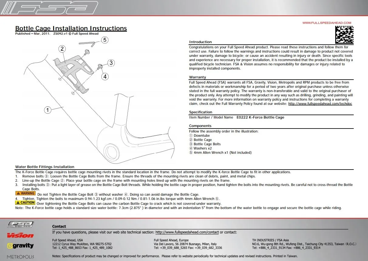 FSA SL-K Flaskestativ