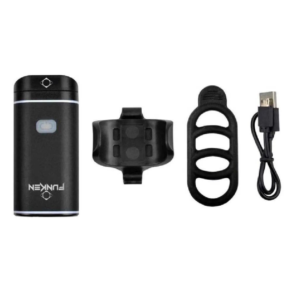 Funken 2x Cree 1800mah Li-poly Frontlys, Black, 500 Lysstyrker Funken 2x Cree 1800mah Li-poly Frontlys, Black, 500 Lysstyrker