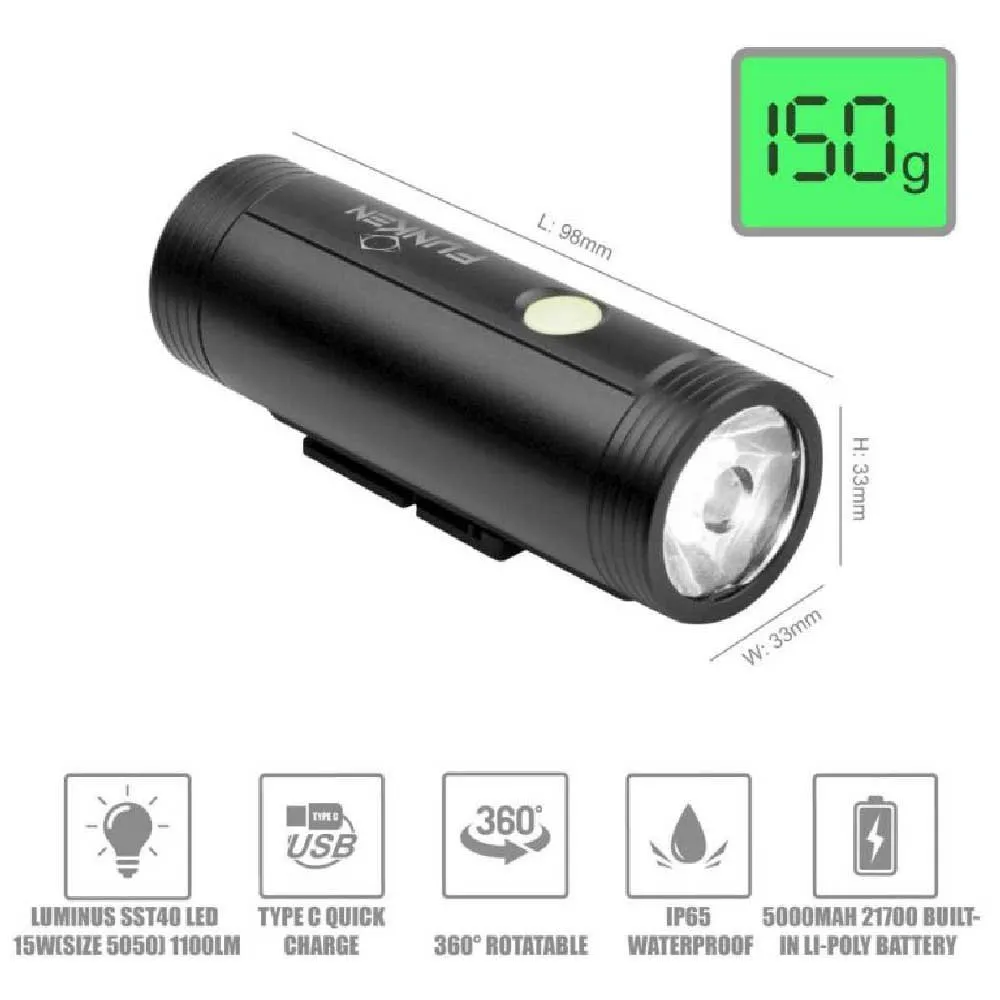 Funken Constant 5000mah Li-ion Frontlys, Black, 1100 Lysstyrker Funken Constant 5000mah Li-ion Frontlys, Black, 1100 Lysstyrker