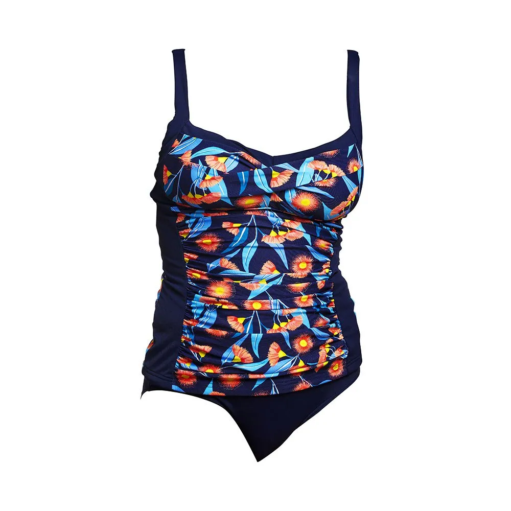 Funkita Ruched Panelled Tankini female, Gum shy, AUS 12