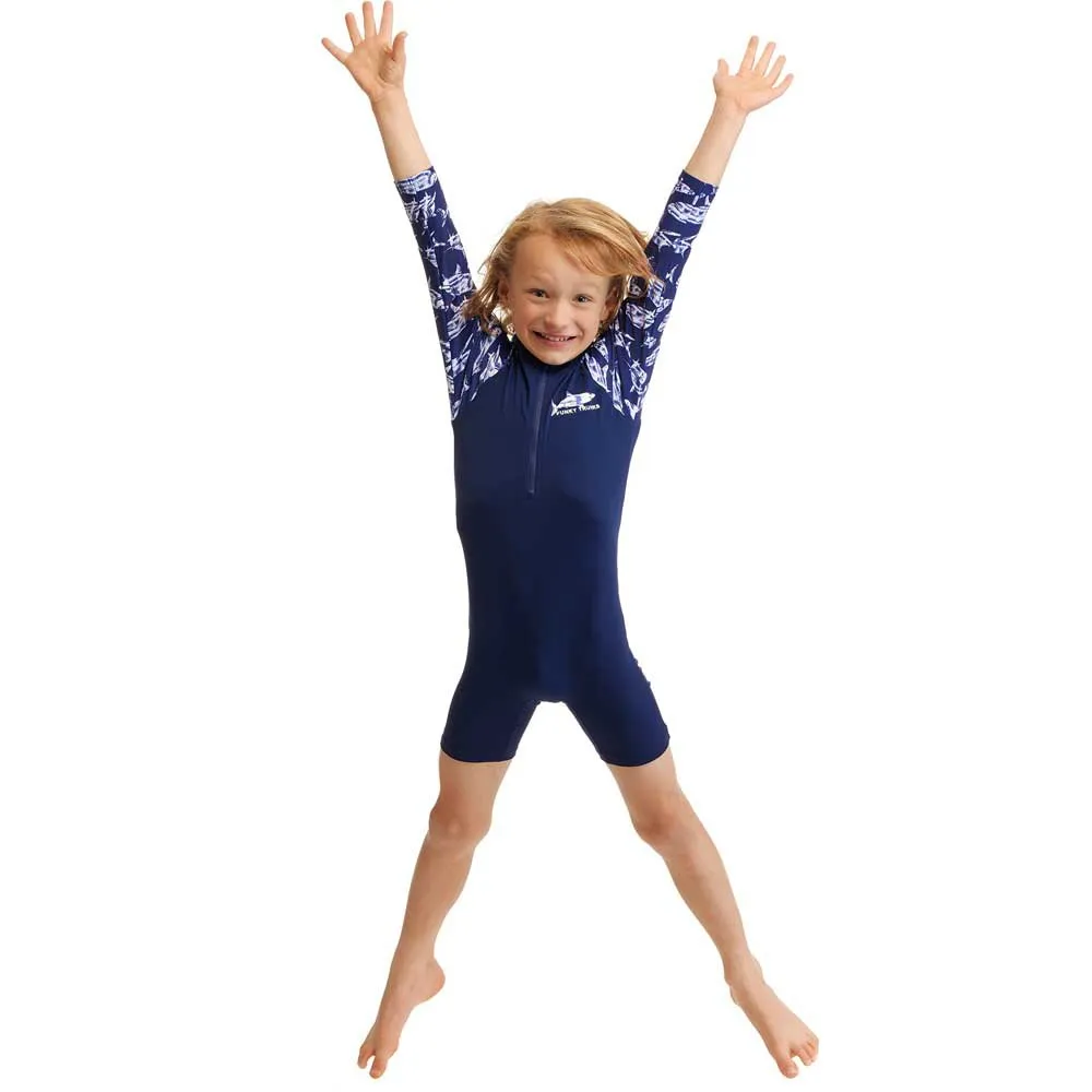 Funky Trunks Go Rompa Chompa Uv-beskyttende Langermet Jumpsuit Til Barn unisex, Navy / white, 4Y Funky Trunks Go Rompa Chompa Uv-beskyttende Langermet Jumpsuit Til Barn unisex, Navy / white, 4Y