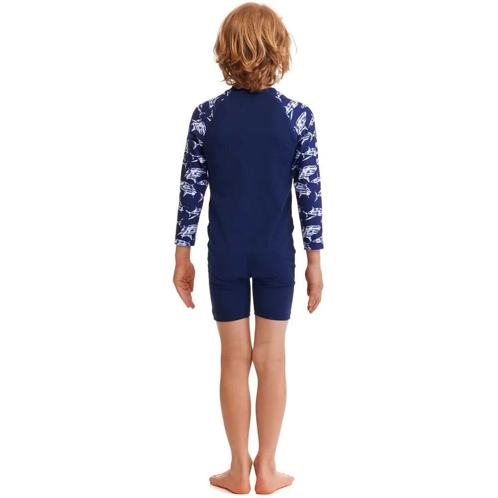 Funky Trunks Go Rompa Chompa Uv-beskyttende Langermet Jumpsuit Til Barn unisex, Navy / white, 4Y Funky Trunks Go Rompa Chompa Uv-beskyttende Langermet Jumpsuit Til Barn unisex, Navy / white, 4Y