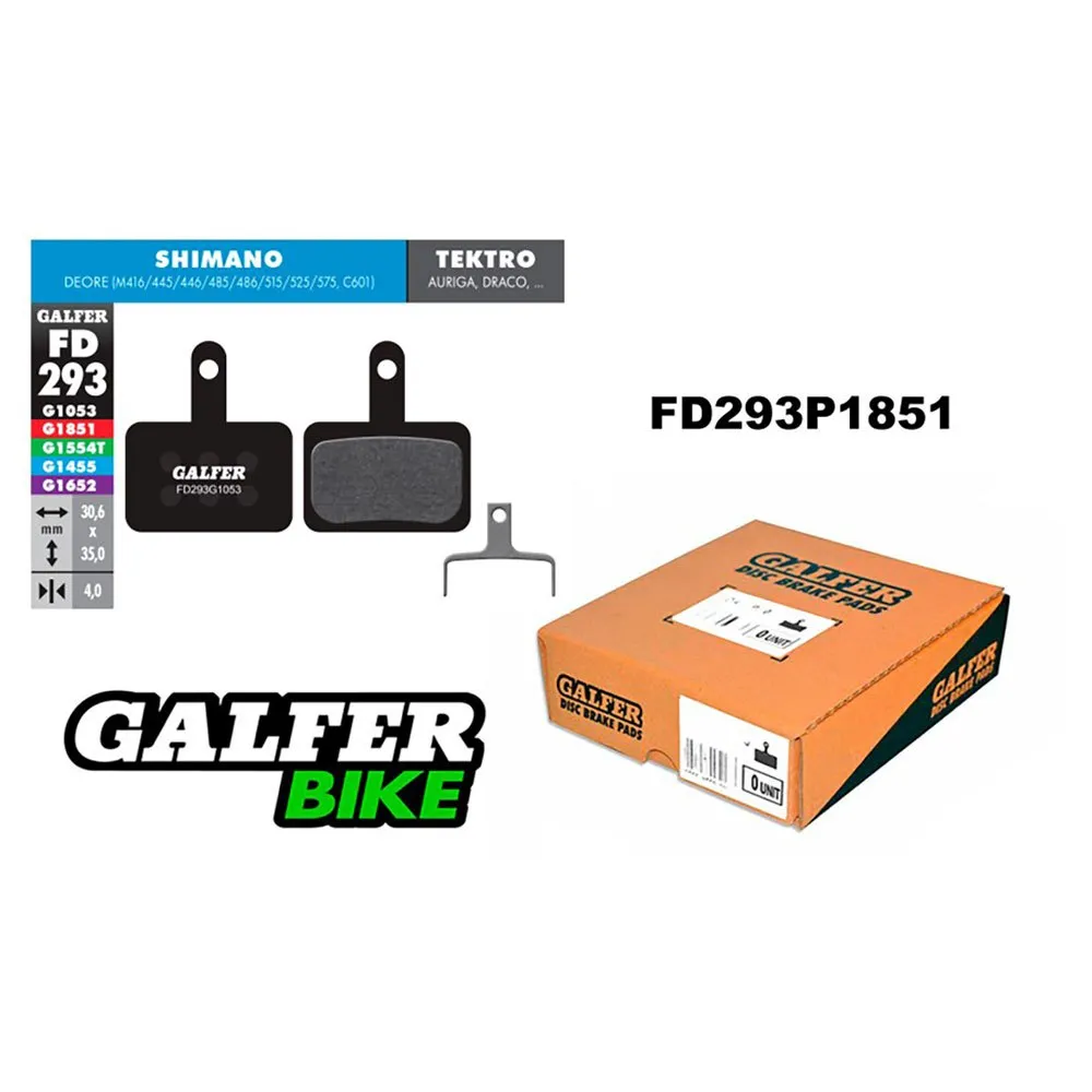 Galfer 293 Advanced Shimano Deore Skivebremseklosser 30 Enheter, Black, One Size