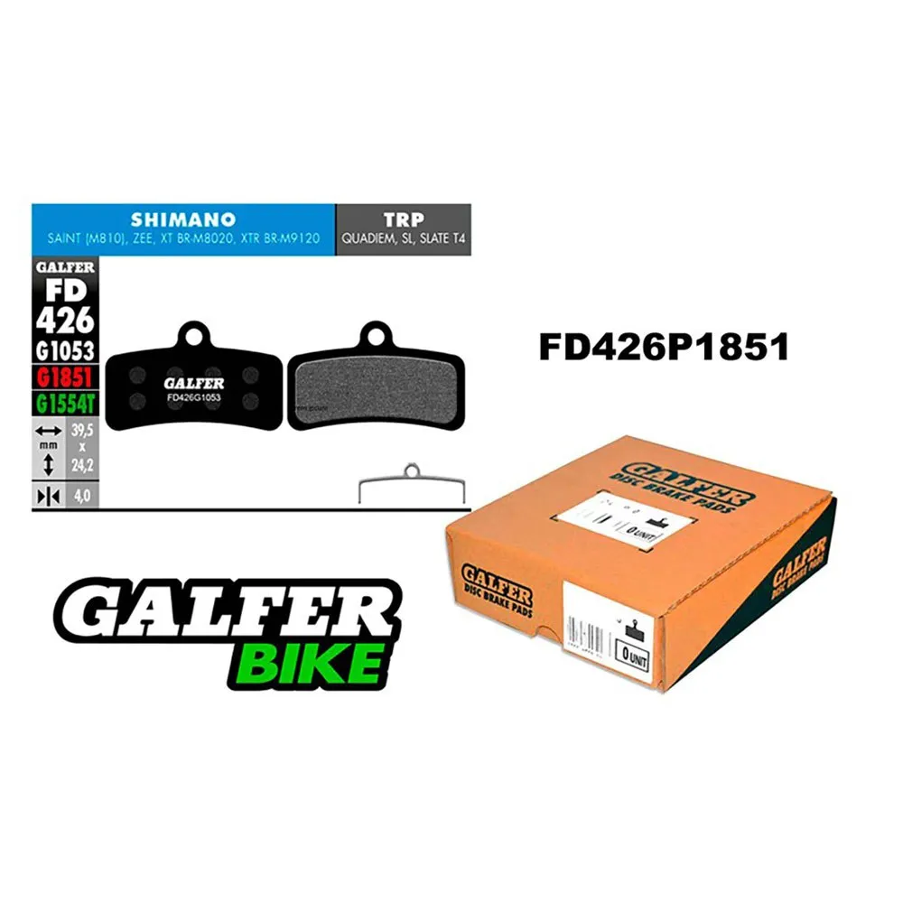 Galfer 426 Advanced Shimano Saint/zee/8020/9120 4 Pistons Skivebremseklosser 30 Enheter, Black, One Size