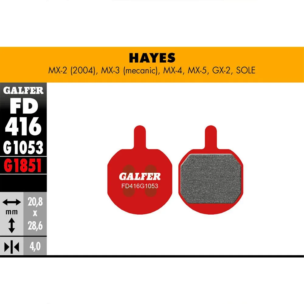Galfer Hayes Mx2/mx3/gx2 Skivebremseklosser, Red, One Size