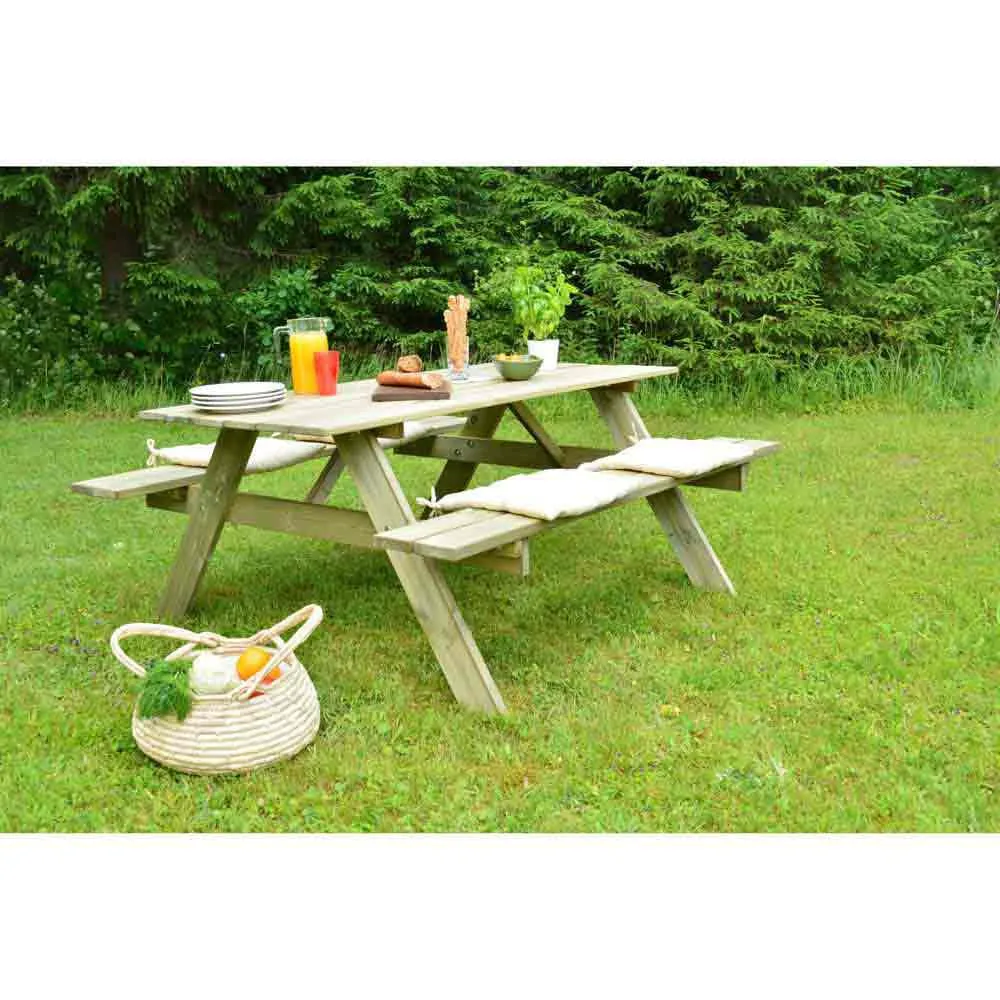 Gardiun Solid Picnic Bord unisex, Wooden, 177 x 151 x 77cm