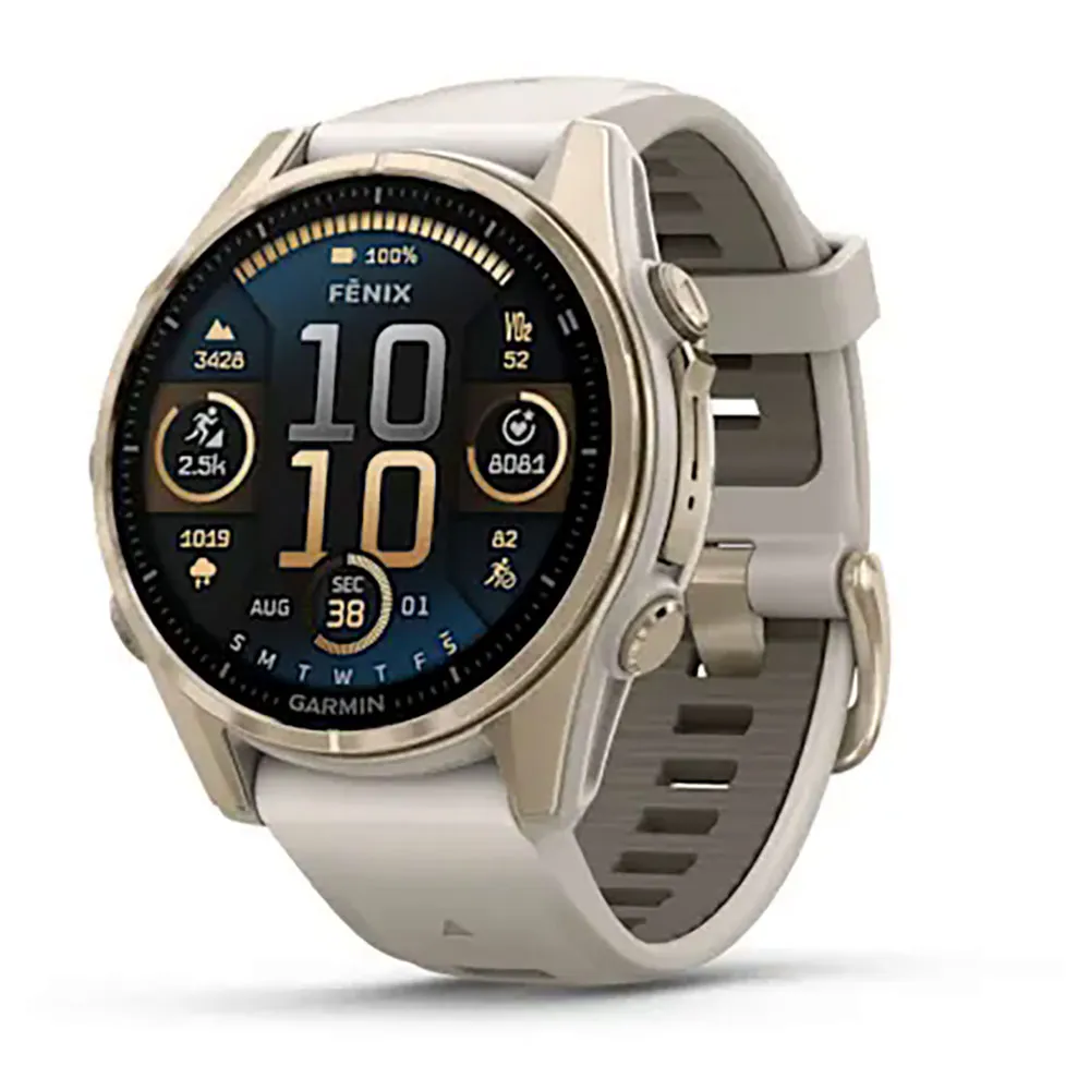 Garmin Fenix 8 43 Mm Amoled Sapphire Klokke Refurbished, Fog gray / soft gold stainless steel