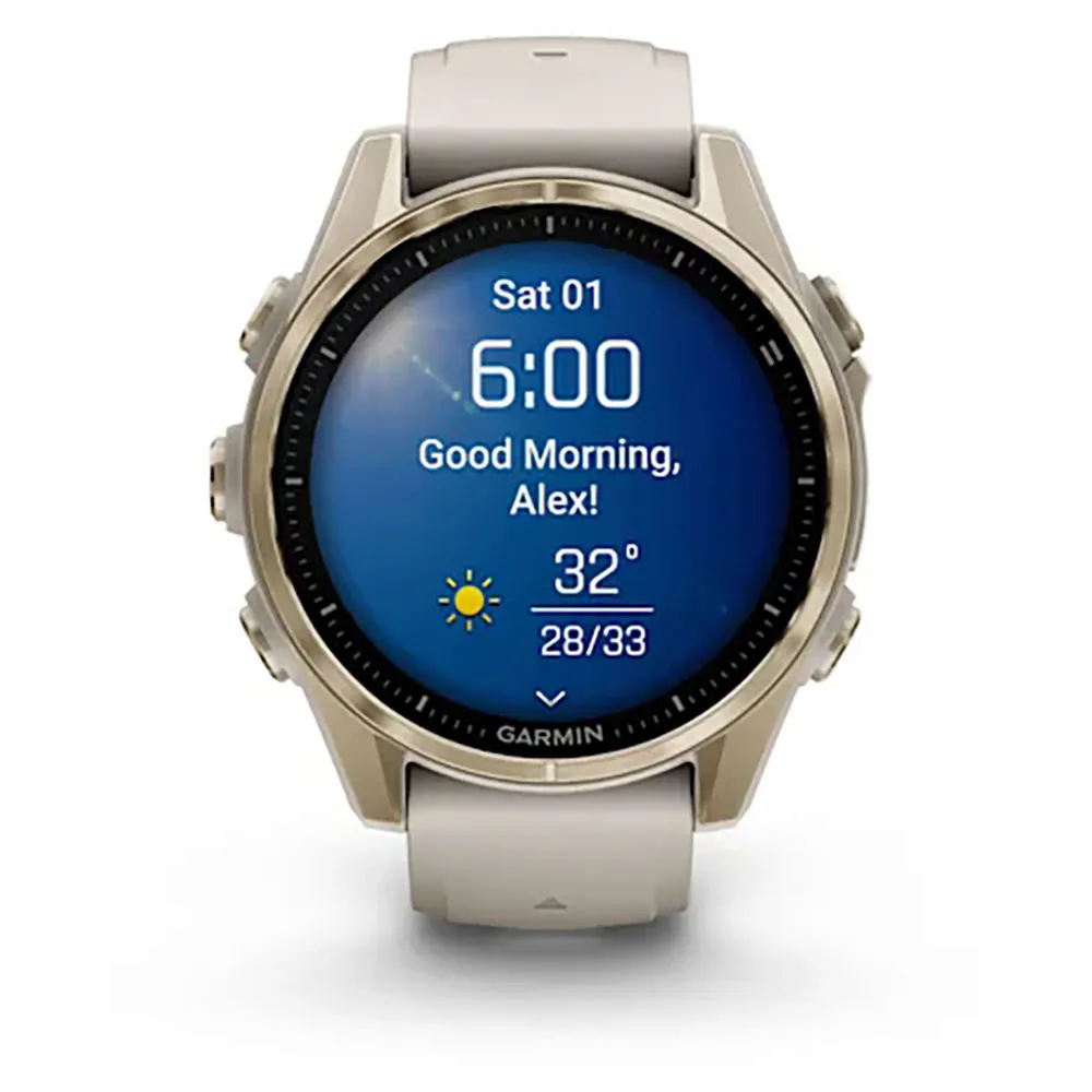 Garmin Fenix 8 43 Mm Amoled Sapphire Klokke Refurbished, Fog gray / soft gold stainless steel